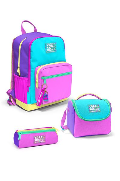 Coral High Set de 3 genți de școală multicolore SET0123676