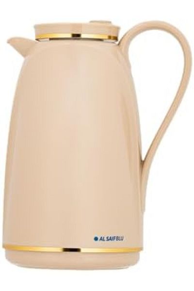 ALSAIF Blu Coffee And Tea Vacuum Flask, Leak-proof And Keeps Drinks Hot, 1l, Brown/gold