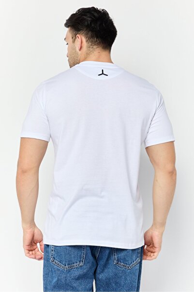 Lamborghini Men Crew Neck Short Sleeves Brand Logo T-Shirt, White