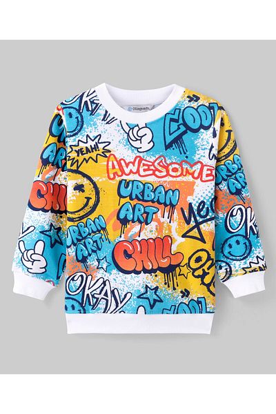 Ollington St. Ollington St. 100% Cotton Knit Full Sleeves Sweatshirt and Jogger pantss Set Street Art -Multicolor