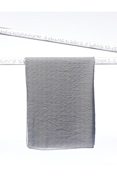Kayra Square Monogram Jacquard Viscose Woven Shawl Gray