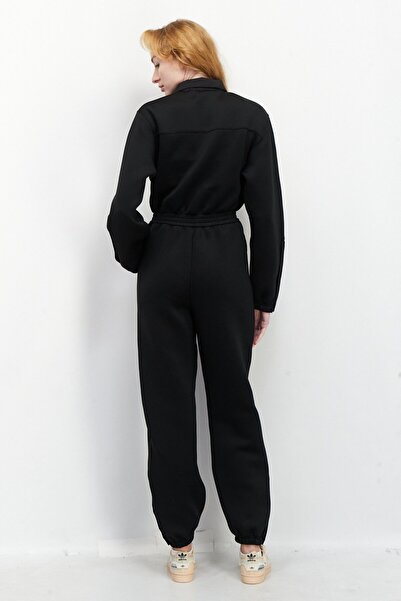 adidas Women Sport wear Fit Long Sleeves Plain Training Jumpsuit, Black