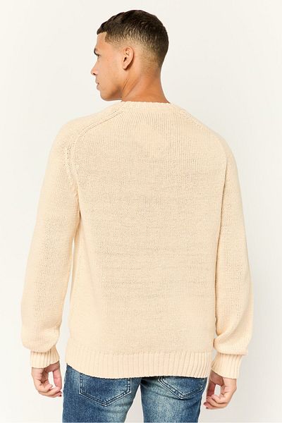 Esprit Men Ribbed Collar Long Sleeves Knitted Sweaters, Beige