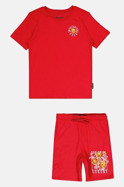 Brooklyn Toddlers Boy 2 Piece Graphic Print T-shirt And Shorts Set, Red