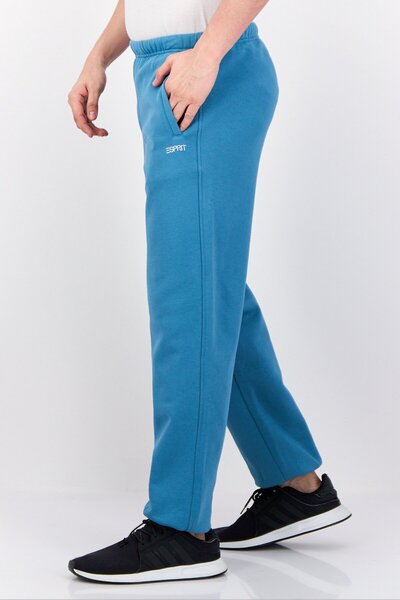 Esprit Men Regular Fit Brand Logo Sweatpants, Teal Blue