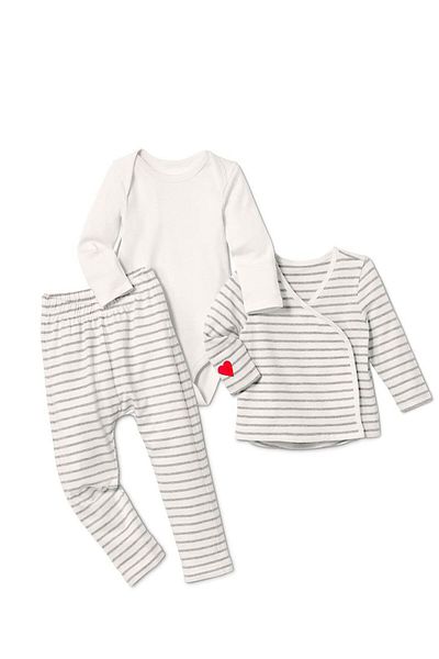 Tchibo Toddlers Boy 3 Pieces Stripe Starter Set, Grey