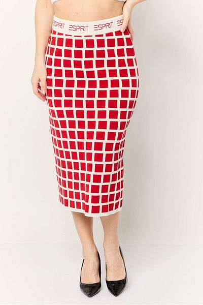 Esprit Women Checkered Midi Skirt, Multicolor