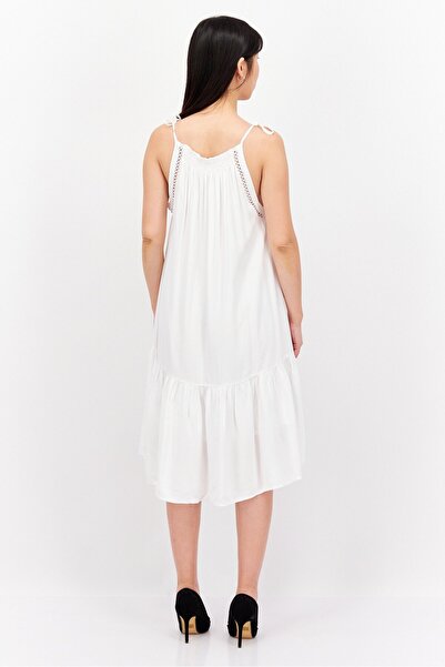 Esprit Women Pleated Midi Dress, White