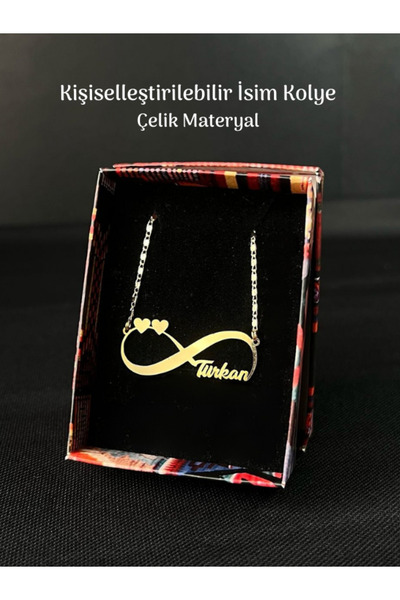 Tuana Trend Kişiye Özel İsim Kolye Özel Tasarım Yüksek Kalite Çelik Gold Renk...