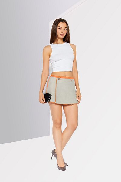 Diesel Women Textured Mini Skirt, Lime Green