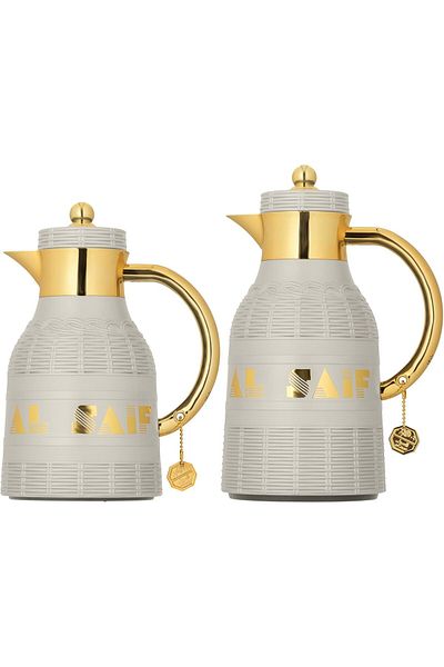 ALSAIF Talah 2-pieces Coffee And Tea Vacuum Flask,0.7/1.0l, Light Grey