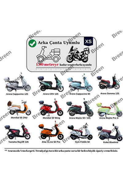 Breen Siyah Tüm Modellere Uyumlu Motosiklet Brandası, Arka Çanta Uyumlu, Xs Beden,