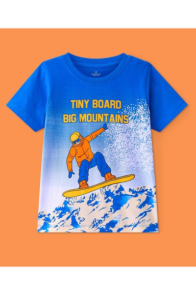 Ollington St. Ollington St. 100% Cotton Knit Half Sleeves Ski Theme T-Shirt & Joggers Set - Blue