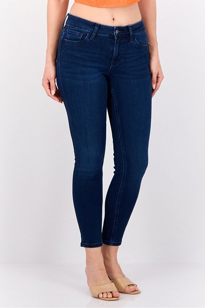 Esprit Women Skinny Fit Mid Rise Straight Leg Stretchable Jeans, Dark Blue