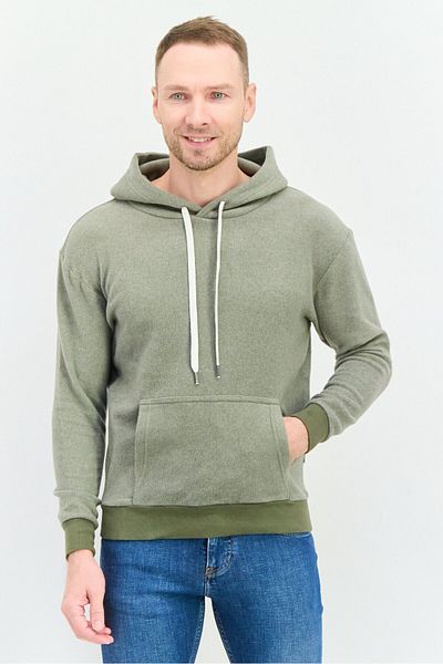 Feat Men Hooded Fleece Drawstring Sweatshirts, Taupe