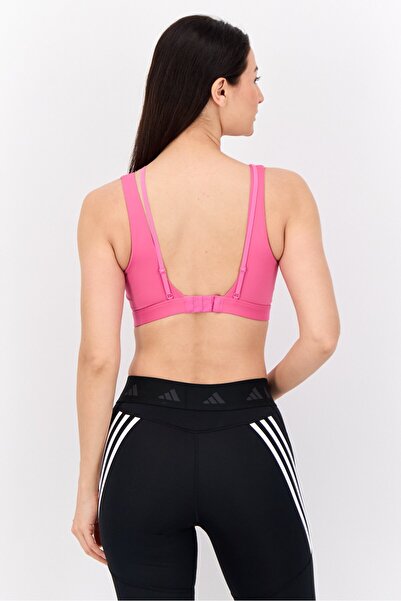 adidas Women Brand Logo Padded Sports Bra, Pink