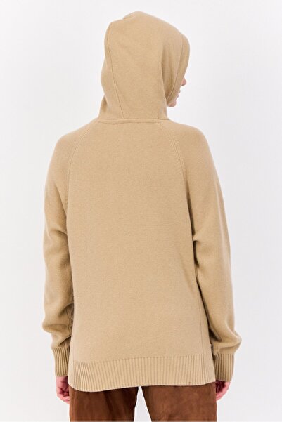 Esprit Women Hooded Knitted Sweater, Tan