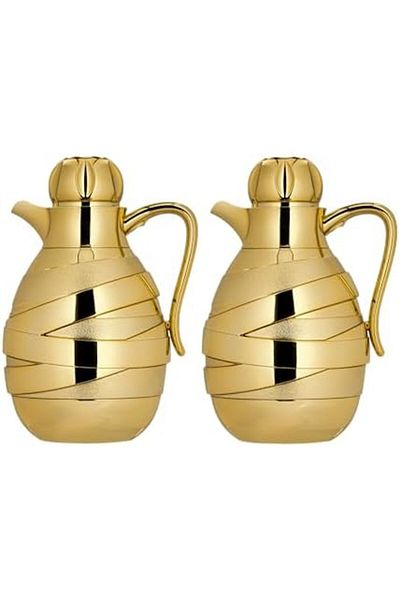 ALSAIF Coffee And Tea Vaccum Flask Set In Gold / Leak-proof And Keeps Drinks Hot 1.0/0.7 Liter