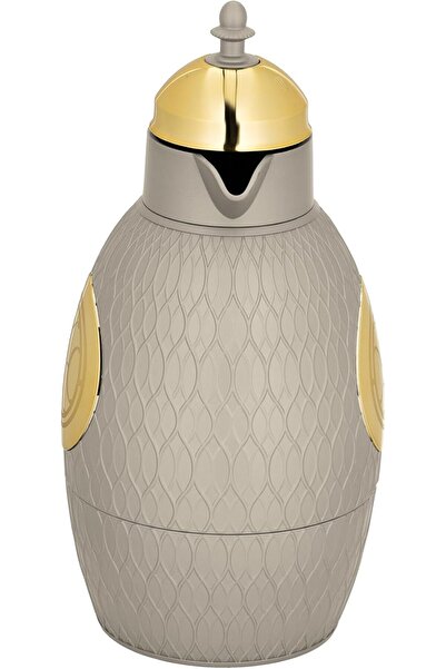 ALSAIF طقم قوارير قهوة وشاي مفرغة من الهواء، رمادي/ذهبي، مانعة للتسرب، تحافظ على سخونة المشروبات، سعة 1.0/0.7 لتر