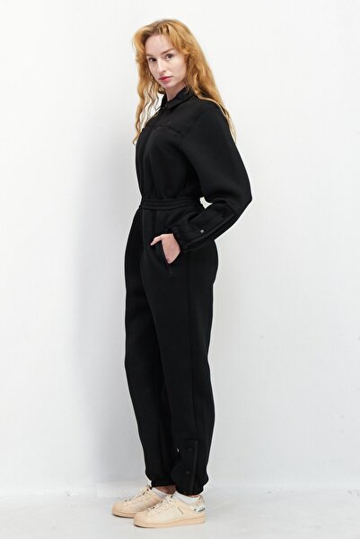 adidas Women Sport wear Fit Long Sleeves Plain Training Jumpsuit, Black