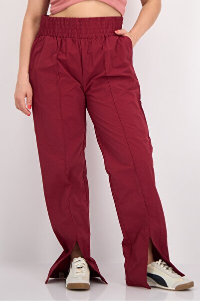 The Giving Movement Women Regular Fit Plain Split Leg Pants, Maroon