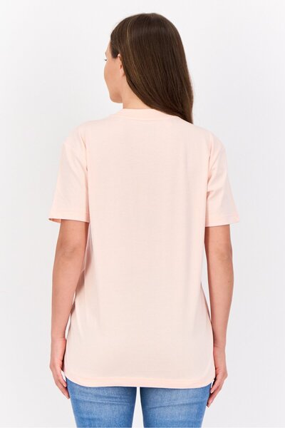 Esprit Women Crew Neck Short Sleeves Brand Logo T-Shirt, Peach