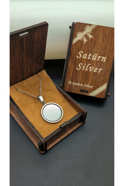 Satürn Silver Kuyumculuk Steel Ayetel Kursi and Evil Eye Prayer Two-Way Necklace with Engraved Text