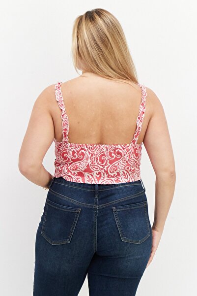 RVCA Women Sweetheart Neck Sleeveless Paisley Tank Top, Red