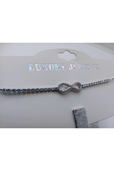 TAŞLI SONSUZ FİGÜRLÜ, TAŞLI ZİNCİRLİ ASANSÖR KİLİTLİ ÇELİK BİLEKLİK - 24 CM