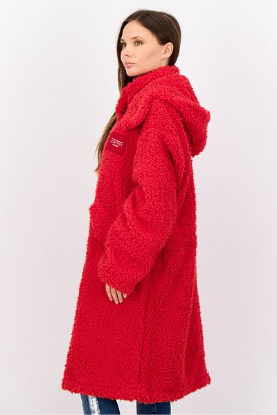 Esprit Women Faux Fur Trench Coat, Red