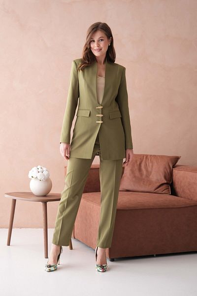 nodilife 3 Button Judge Collar Women's Suit Khaki