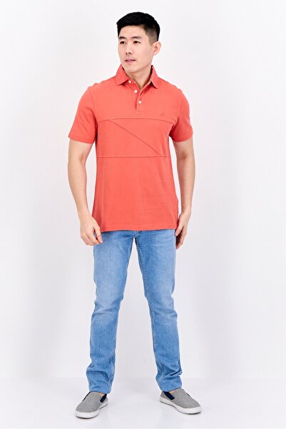 Nautica Men Regular Fit Embroidered Logo Short Sleeves Polo Shirt, Red