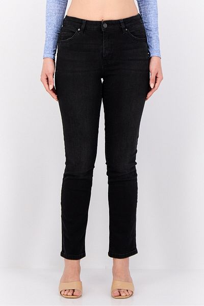 Esprit Women Straight Fit Washed Stretchable Jeans, Black