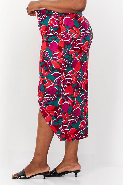 Bar III Women Plus Size Allover Wrap Skirts, Red Combo