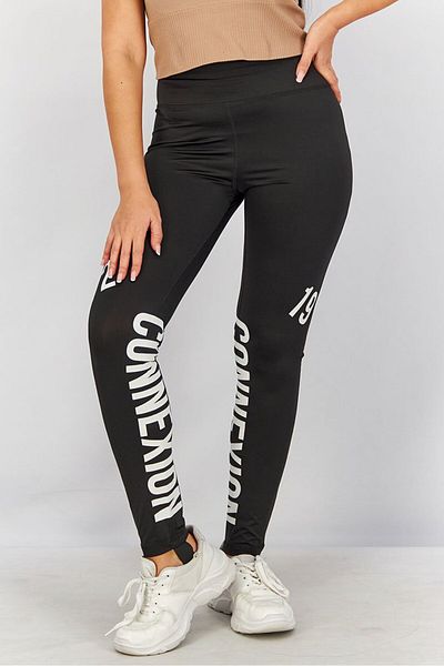 French Connection Women Skinny Fit Graphic Print Leggings, Black