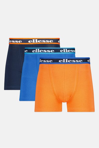 Ellesse شورت رجالي بشعار العلامة التجارية، 3 قطع، برتقالي/أزرق