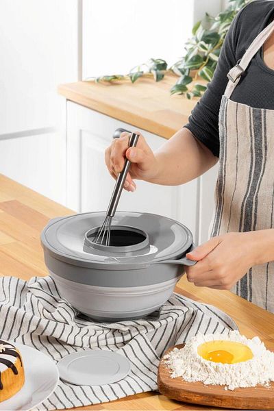 HOMENIVA 2 in 1 Foldable Mixer Mixing Bowl and Storage Bowl with Lid