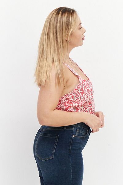 RVCA Women Sweetheart Neck Sleeveless Paisley Tank Top, Red