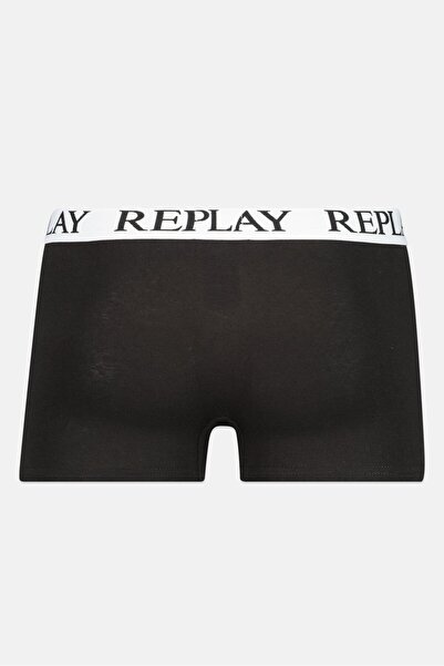 Replay Men 2 Pack Brand Logo Trunks, Black
