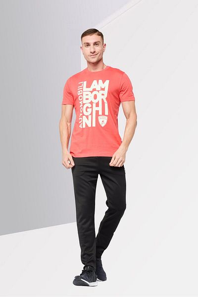 Lamborghini Men Sportswear Fit Short Sleeve Outdoor T-shirt, Red