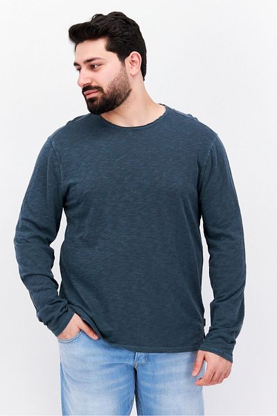 John Varvatos Men Crew Neck Long Sleeve Plain T Shirt, Dark Green