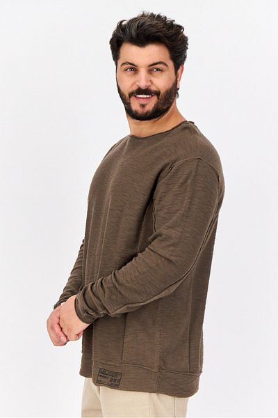 GAS Men Round Neck Knitted Long Sleeve Sweatshirt, Olive