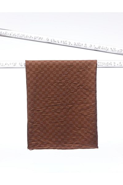 Kayra Jacquard Viscose Shawl - Checkerboard Monogram, Brown