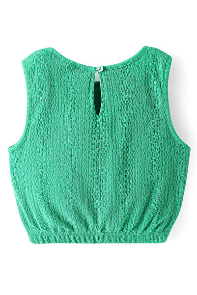 Primo Gino Primo Gino Woven Sleeveless Textured Solid Top & Shorts Co-ord Set - Green
