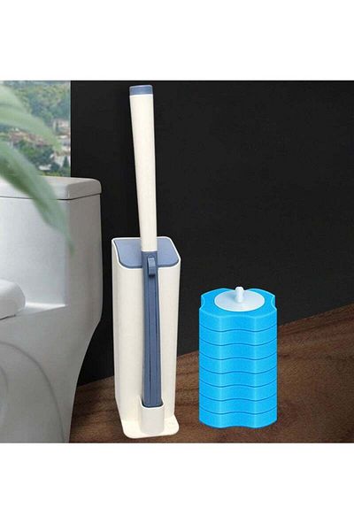 COOYA Disposable Toilet Brush, With 10 Toilet Brush Refills, Removes Stains, 44x12x8cm, Suitable for Wc