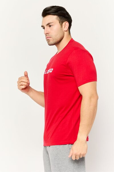 Lotto Men Sportswear Fit Short Sleeve Outdoor T-Shirts, Red/White