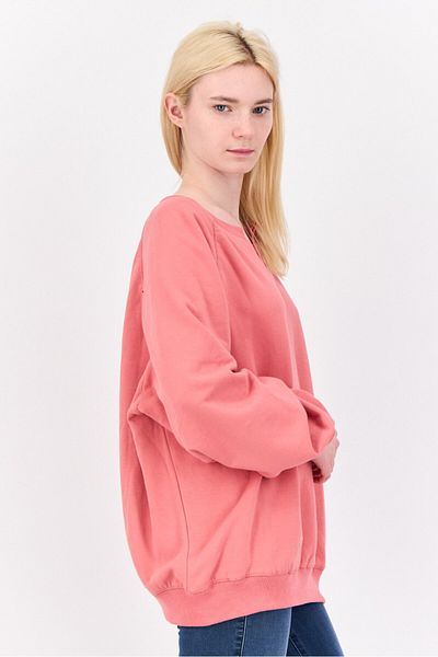 NIA Women Split Neck Long Sleeve Plain Sweatshirts, Coral