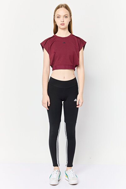 adidas Women Sportswear Fit Cap Sleeve Training Crop Top, Maroon