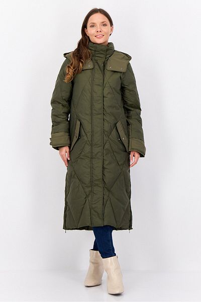 Esprit Women Quilted Long Puffer Jackets, Olive