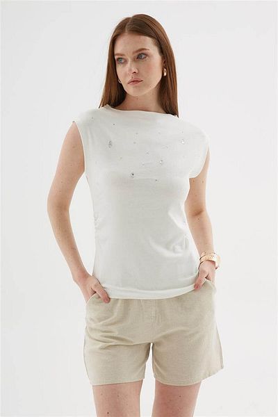 Fashion Friends Μπλούζα 100% Draped Stone - Λευκή